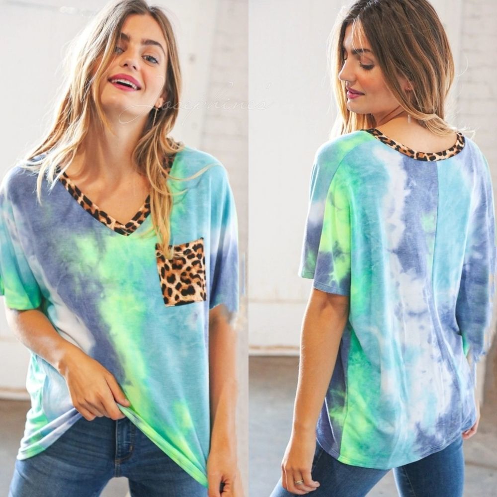 Blue And Green Tie Dye Top